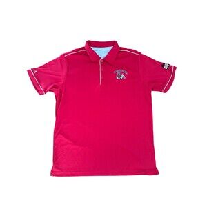 Fresno State Bulldogs Men Polo Shirt Large Red Logo Patch Short Sleeve Collar